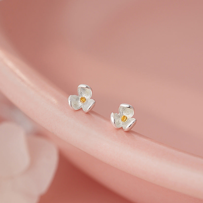 E廠【YC2643E】S999足銀S925純銀文藝花朵耳環清新優雅韓風精美小眾耳飾 25.06-3