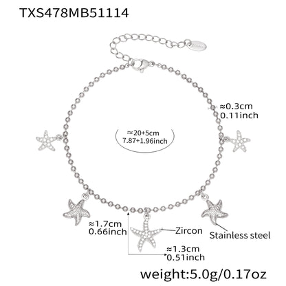 B廠【TXP478】跨境新款不鏽鋼鋯石海星吊墜耳環項鍊手鍊套組簡約鑲鑽配件
 25.11-3