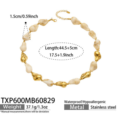 B廠【TXP600】跨境飾品不規則樹脂不銹鋼手鍊小眾撞色ins風輕奢女手鍊項鍊套裝
 26.09-1