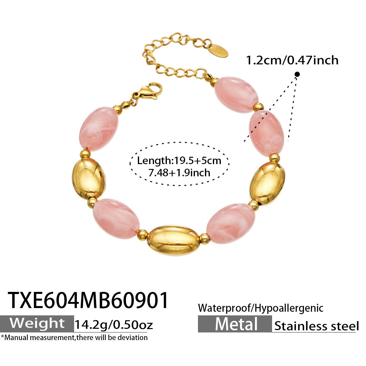 B廠【TXP604】歐美跨境多巴胺串珠不銹鋼鍍金項鍊時尚百搭甜美鎖骨鏈手鍊女套裝
 26.09-1