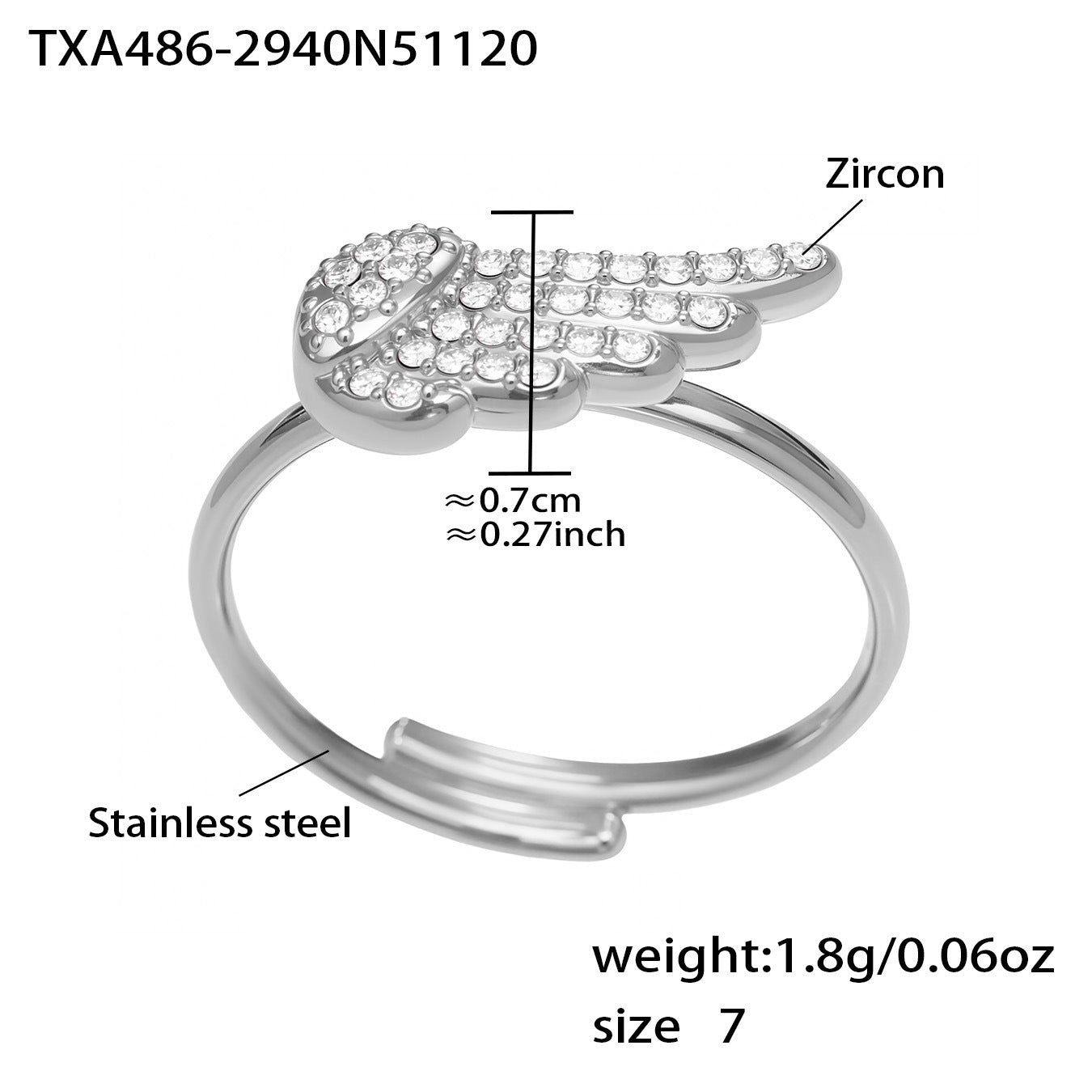 B廠【TXP486】超閃5A鋯石小翅膀造型手鍊項鍊耳環戒指組不鏽鋼鍍18k金
 25.11-4