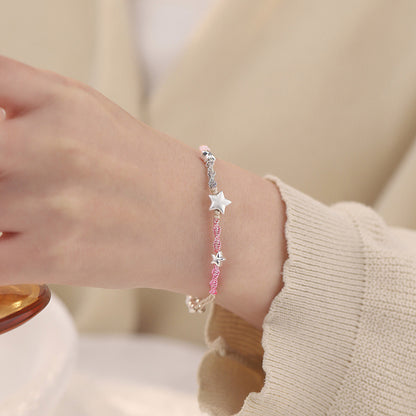 D廠【YC5446SL】S999足銀少女心三顆星星手鍊女甜美韓版超仙溫柔學生手鍊 25.02-3