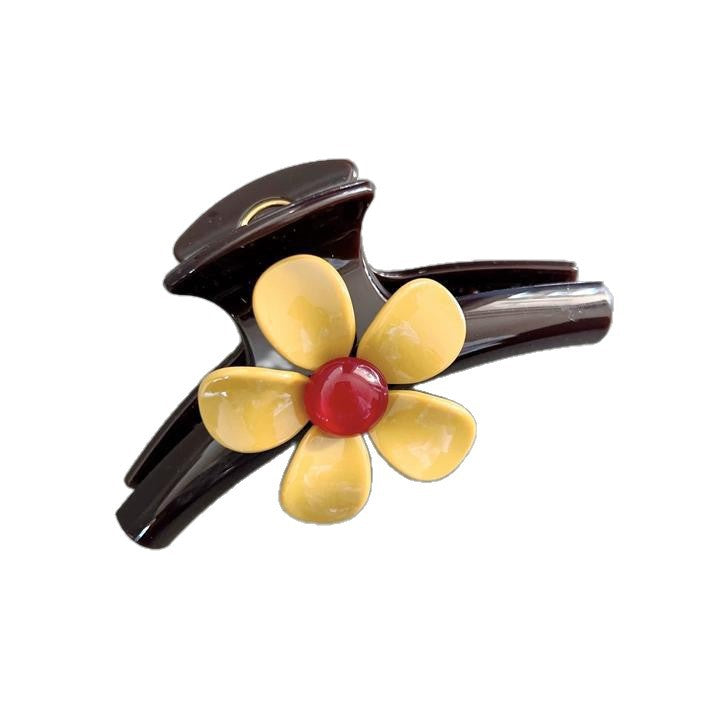 C廠【X125】氣質紅珠花朵抓夾女頭髮鯊魚夾高級感獨特盤髮夾2026新款漂亮髮飾
 26.04-3