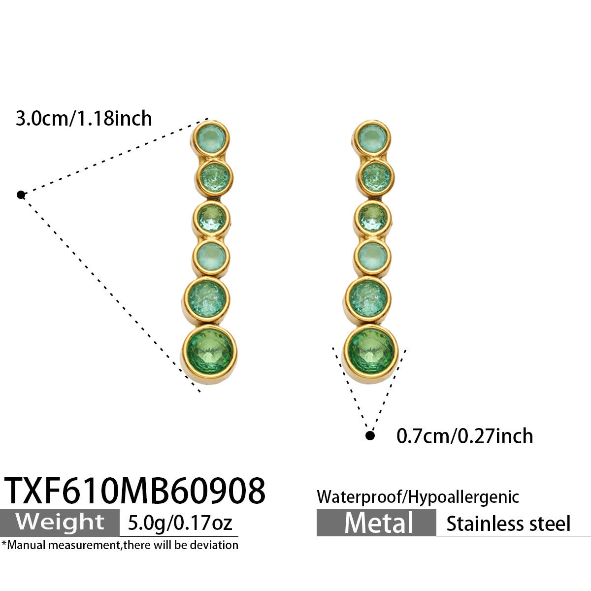 B廠【TXP610】跨境歐美不銹鋼鍍金圓形鋯石項鍊高級感簡約手鍊耳環可疊戴飾品女
 26.09-3