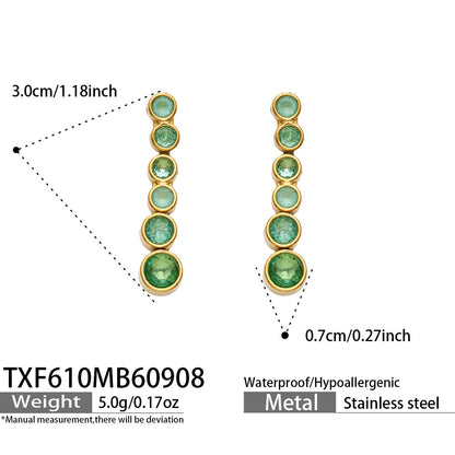 B廠【TXP610】跨境歐美不銹鋼鍍金圓形鋯石項鍊高級感簡約手鍊耳環可疊戴飾品女
 26.09-3