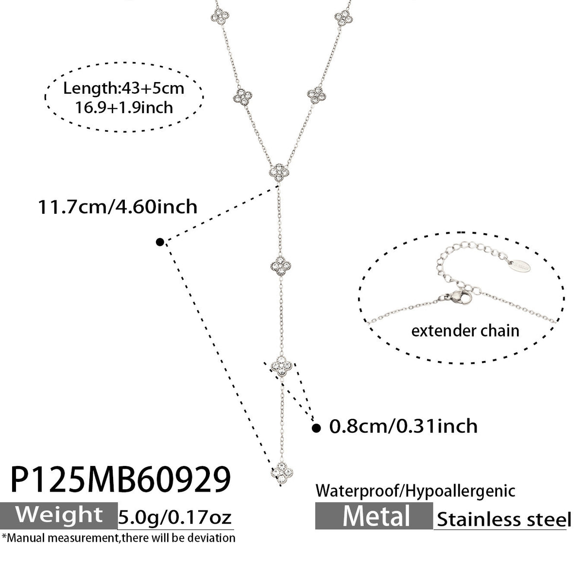 B廠【P125】 不鏽鋼鍍18K金花朵鋯石細鍊Y字項鍊頸鍊
 26.10-1