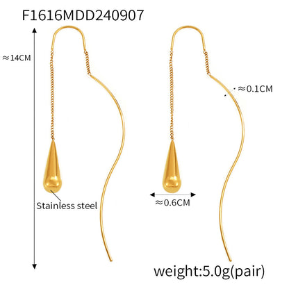 B廠【F1616】跨國熱銷水滴流蘇女式耳環 輕奢小眾設計不鏽鋼耳線耳環 24.09-2