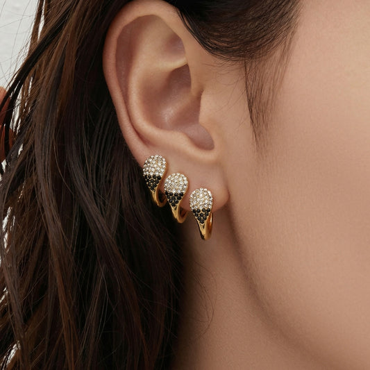 B廠【F852】不鏽鋼水滴形間變色彩鑽鋯石耳環鍍18k金歐美chic風簡約時尚耳飾
 25.12-4