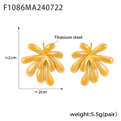 B廠【F1086】歐美chic風不規則煙火造型耳環創意時尚設計鈦鋼鍍18k金飾品 24.07-4