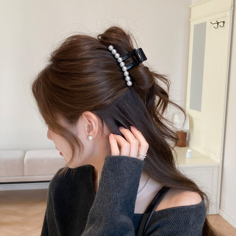 C廠【X894】珍珠髮夾女2026新款後腦勺抓夾大號髮量多鯊魚夾子高級感頭飾髮飾
 26.09-3