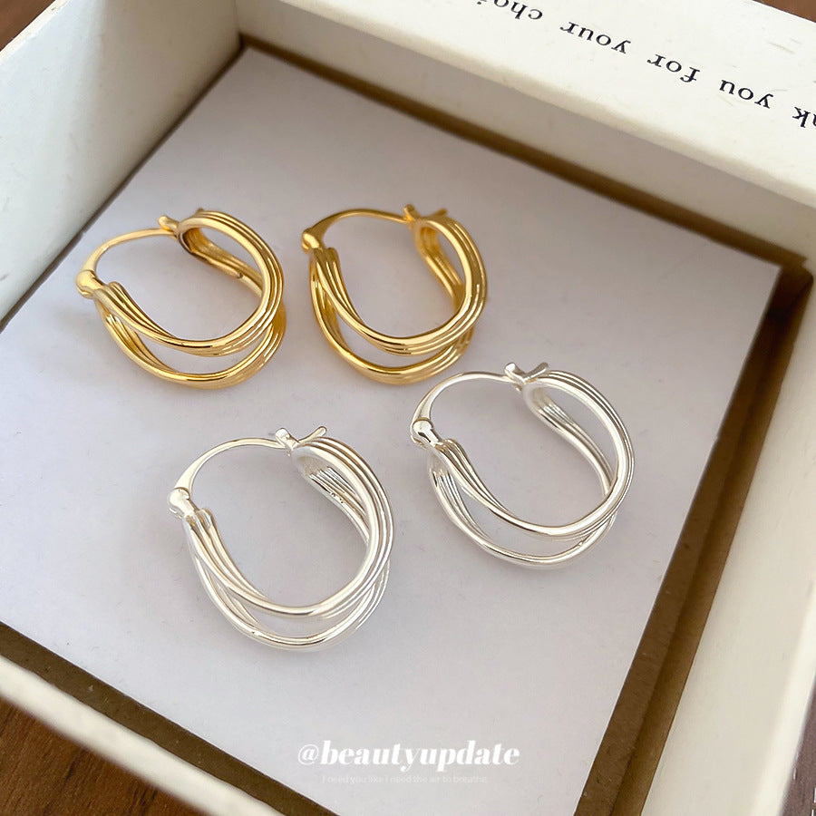 A廠【WE4921】18k真金電鍍歐美幾何橢圓形鏤空扣時尚百搭耳環小眾設計感耳飾
 25.10-4