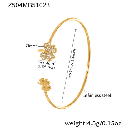 B廠【Z503】超閃5A鋯石鋼珠開口彈力繩手鐲不鏽鋼材質鍍18k真金不掉色
 25.10-5