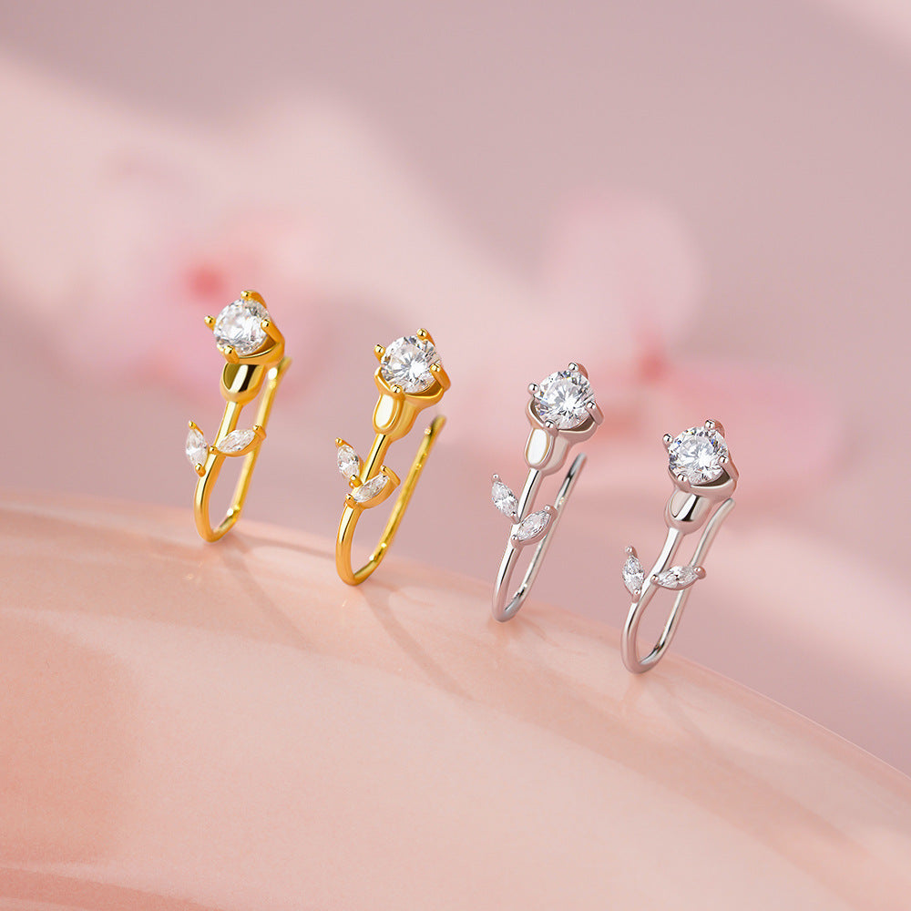 D廠【YC3928E】足銀S999高級感花鋯石耳環女輕奢清新韓風氣質小眾精緻耳飾
 26.03-2