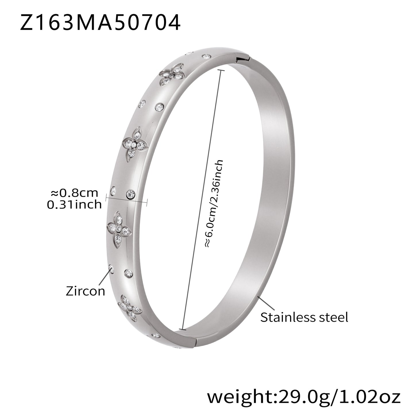 B廠【Z122】ins小眾設計感不鏽鋼幾何素圈鑲鋯石手鐲跨國時尚手環組合 25.07-2