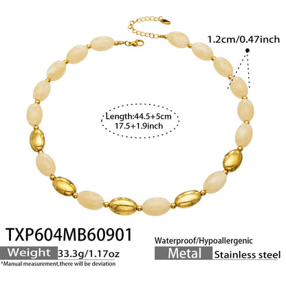B廠【TXP604】歐美跨境多巴胺串珠不銹鋼鍍金項鍊時尚百搭甜美鎖骨鏈手鍊女套裝
 26.09-1