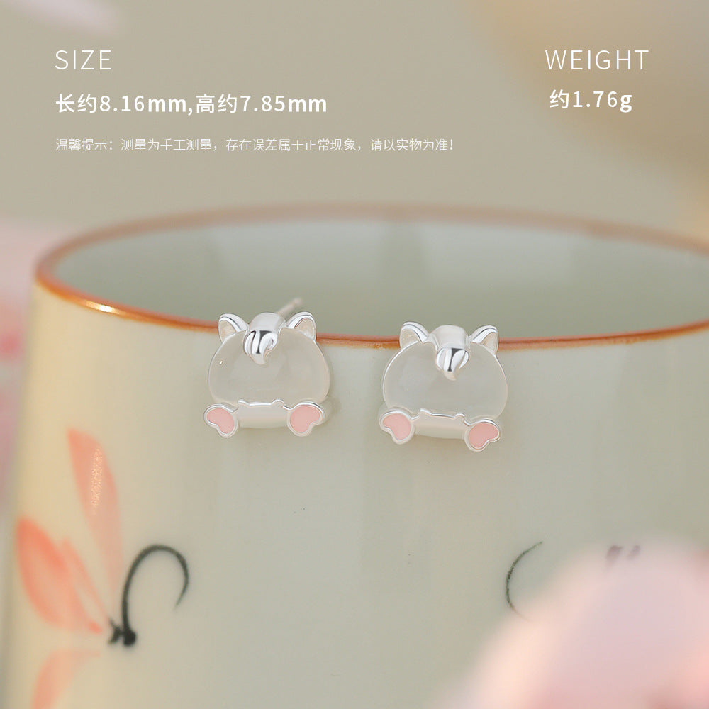 D廠【YC3405N】原創足銀S999馬上招桃項鍊氣質耳環清新手鍊百搭小眾精緻首飾
 26.01-1