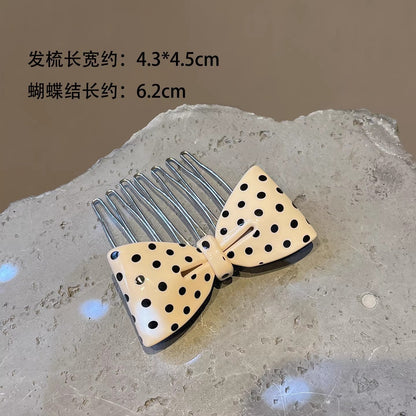 C廠【D113】韓系百搭波點蝴蝶結髮梳氣質碎髮瀏海夾2026新款倒插梳時尚髮卡女
 26.04-4「C廠-單筆結帳需滿，NT$500出貨(不含運費)」