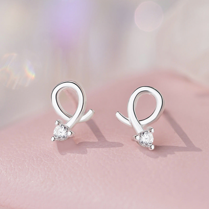 E廠【YC5979E】S999足銀可愛鋯石交叉耳環女氣質甜美文藝法式少女養耳洞耳飾
 25.10-5