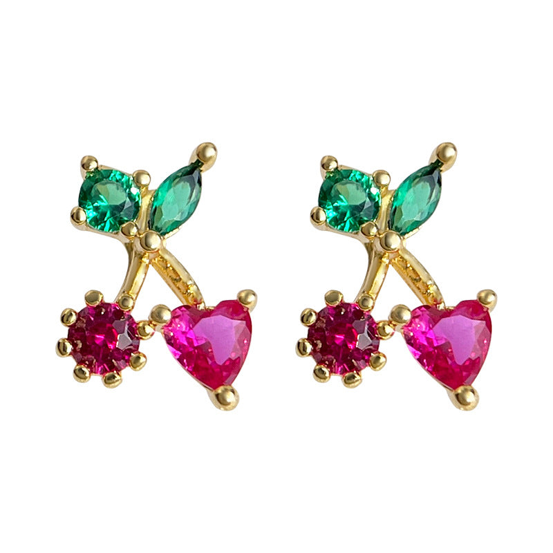 A廠【7111】迷你可愛清新甜美微鑲鋯石小櫻桃耳環925銀針新款跨境 耳飾女
 25.11-3