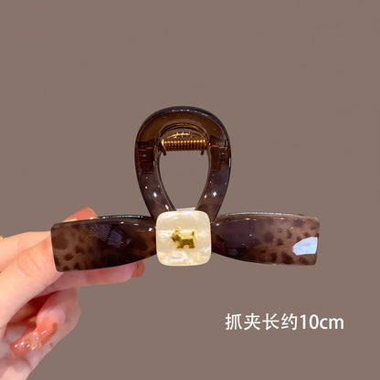 C廠【X84】高品質豹紋小狗抓夾大號高級感鯊魚夾子後腦勺盤髮復古髮夾頭飾女
 26.04-3