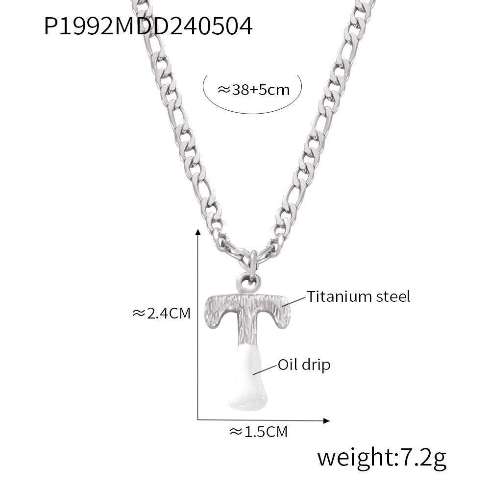 B廠【P1992】歐美簡約輕奢鈦鋼26字母項鍊小眾百搭不掉色項鍊彩色滴油飾品 24.05-2