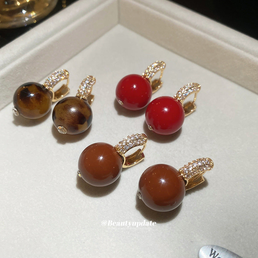 A廠【HE29223】新款鋯石圓形吊墜珍珠耳環輕奢高級感耳環日常通勤簡約耳環耳環飾女
 25.11-1