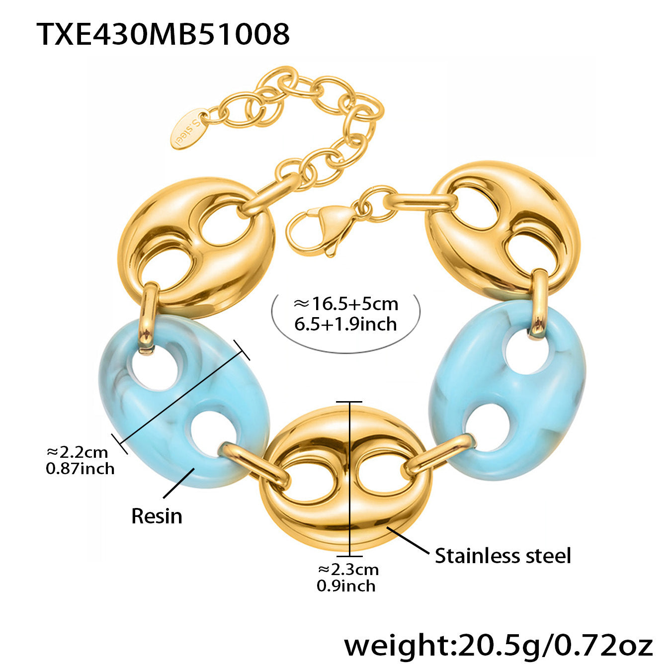 B廠【TXP430】不銹鋼豬鼻子樹脂項鍊多色時尚手工鍊鍍18k金項鍊手鍊耳環
 25.10-3