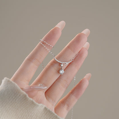 D廠【YC1182N】S999足銀微笑許願星項鍊高級爆閃時尚輕奢文藝簡約鎖骨鏈 25.03-3