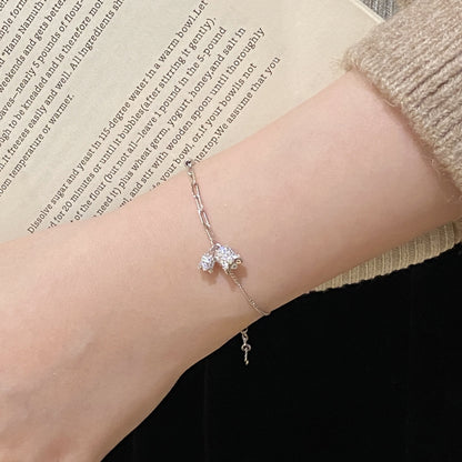 E廠【XDQ0810S】S925純銀鈴蘭花手鍊女時尚簡約立體花朵百搭手飾小眾輕奢
 25.11-4