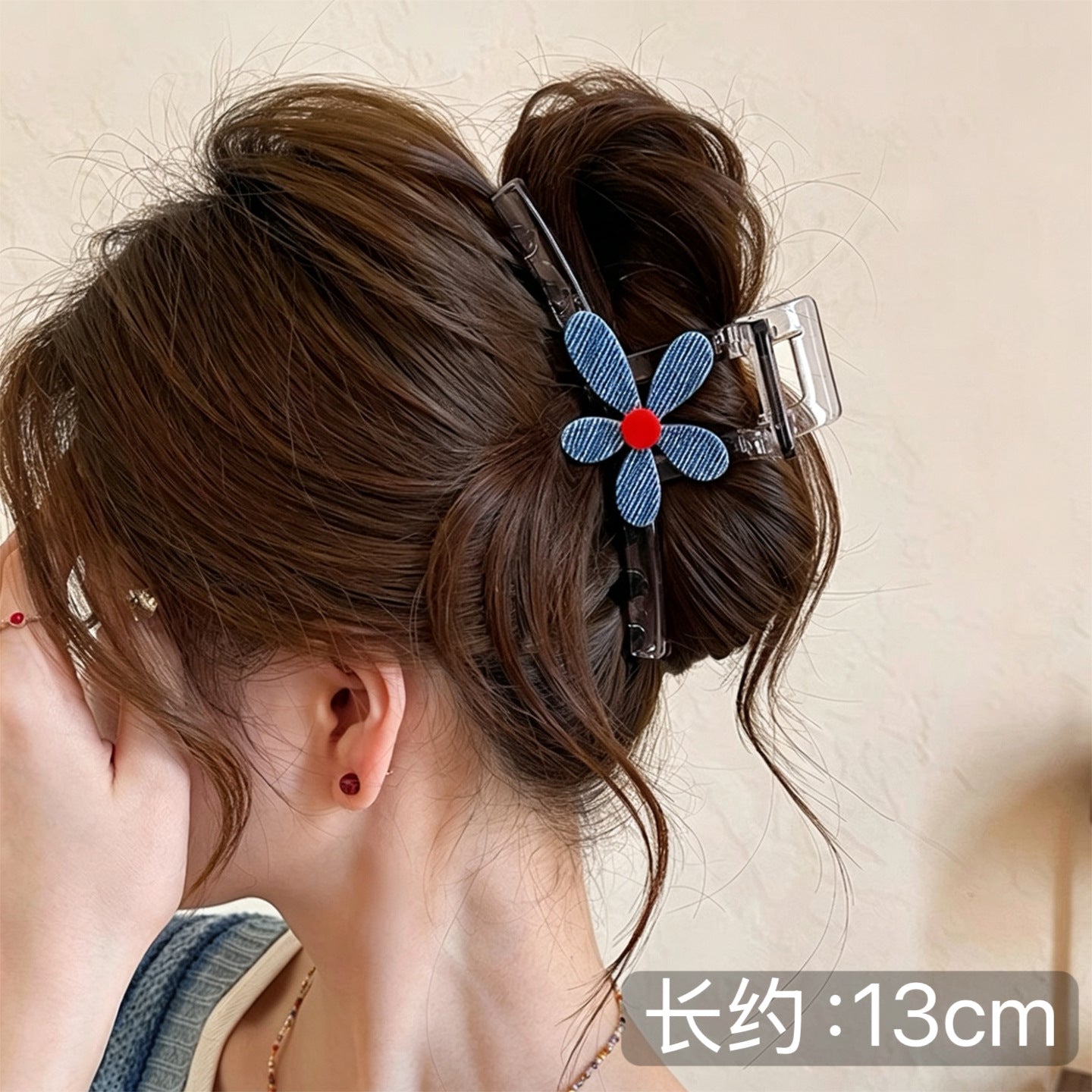 C廠【X462】清新藍色花朵抓夾女高馬尾鯊魚夾2026新款高級感漂亮髮夾獨特髮飾
 26.06-3