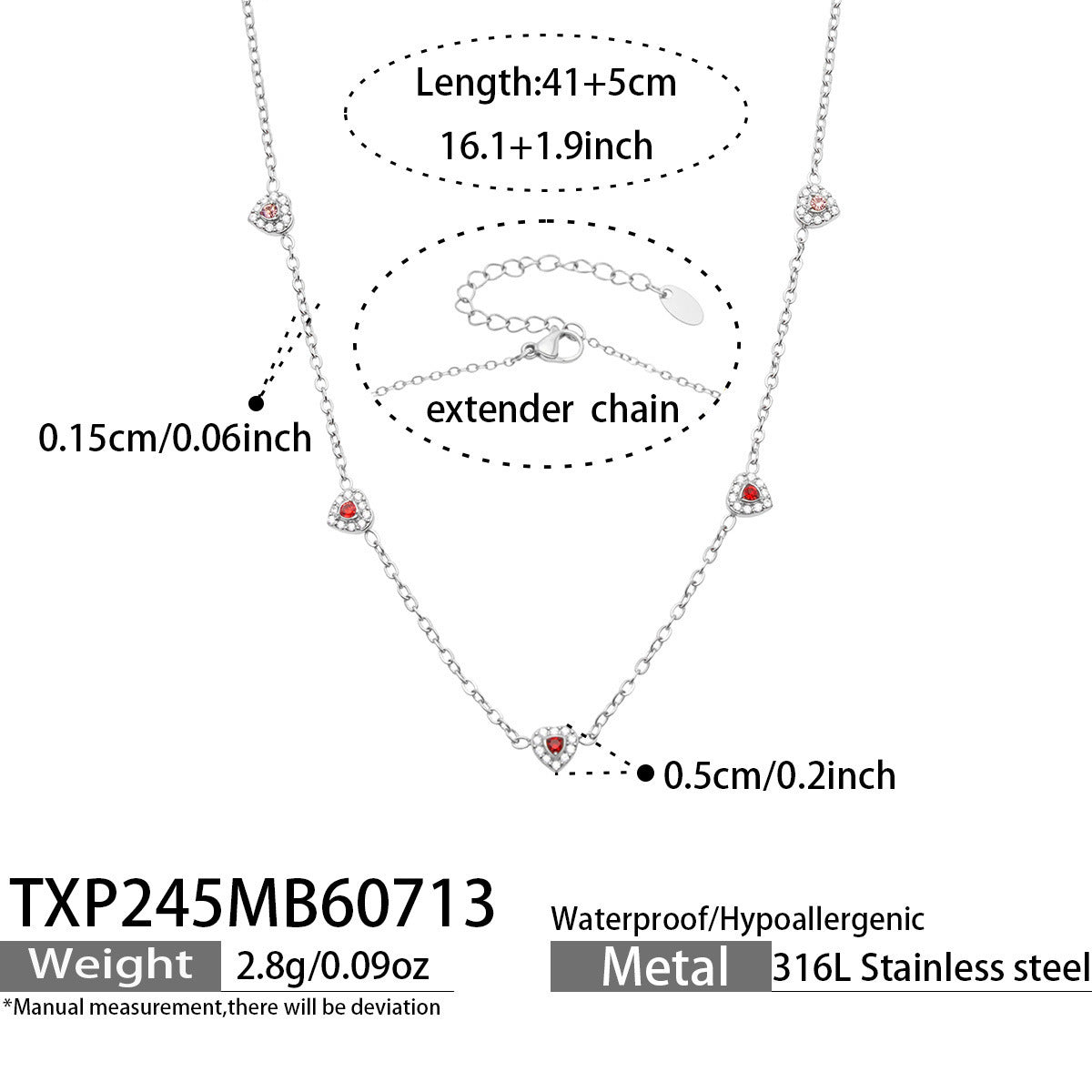 B廠【TXP245】歐美新款不銹鋼鍍18k金 多巴胺系列滿鋯石愛心吊墜項鍊手鍊女飾品
 26.07-4