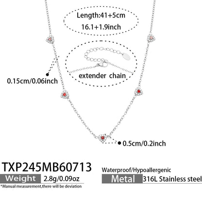 B廠【TXP245】歐美新款不銹鋼鍍18k金 多巴胺系列滿鋯石愛心吊墜項鍊手鍊女飾品
 26.07-4