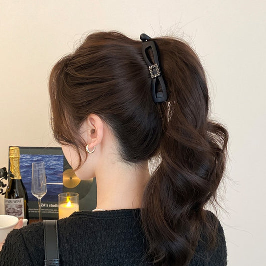 C廠【X27】精緻輕奢水鑽香蕉夾女高級氣質垂直夾簡約百搭後腦勺髮夾高馬尾抓夾
 26.03-3