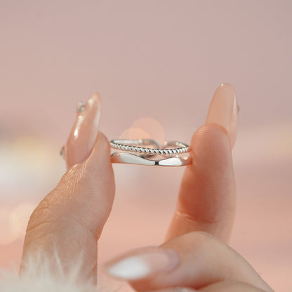 D廠【YC4733R】999足銀雙層戒指創意不規則線條簡約幾何時尚文藝風手飾 25.04-1
