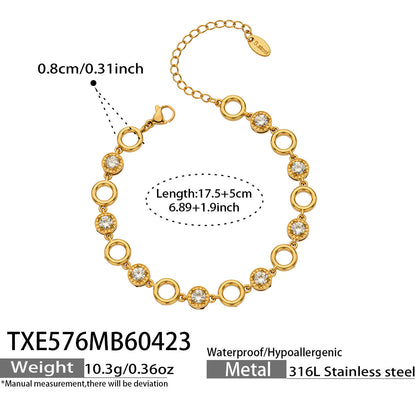 B廠【TXP576】歐美風超質感鋯石手工爪鑽鏈項鍊手鍊手鍊套組不銹鋼鍍18k金時尚飾品
 26.04-5
