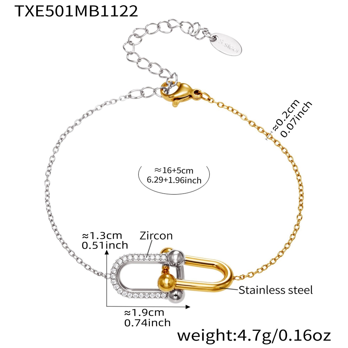 B廠【TXP501】不銹鋼馬蹄扣帶鑽飾品耳環戒指手鍊項鍊首飾套裝鍍18k真金不掉色
 25.11-4