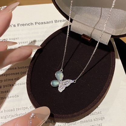 E廠【XDQ0843N】高級感小眾藍水翡翠蝴蝶項鍊女S925純銀輕奢閃鋯鎖骨鏈潮
 25.11-4