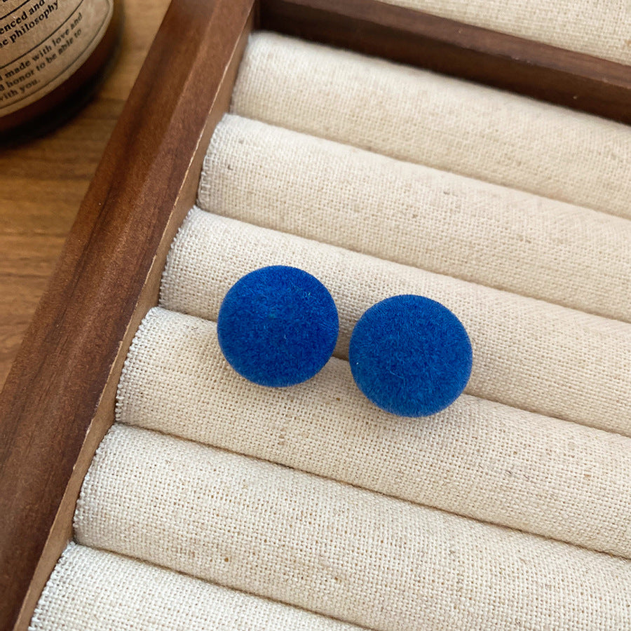 A廠【HE29226】925銀針布藝植絨圓形耳環簡約小眾氣質耳環輕奢高級感百搭耳環
 25.11-1