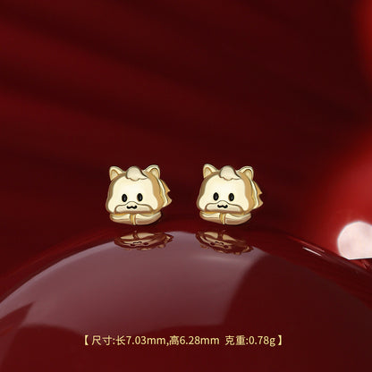 D廠【YC2635N】原創純銀S925本命年個性聚寶盆小馬項鍊耳環馬年紅繩手繩首飾
 26.04-3