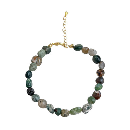 A廠【6572】文藝復古國潮天然石水草石手工手鍊景區度假新飾品手飾 25.08-3