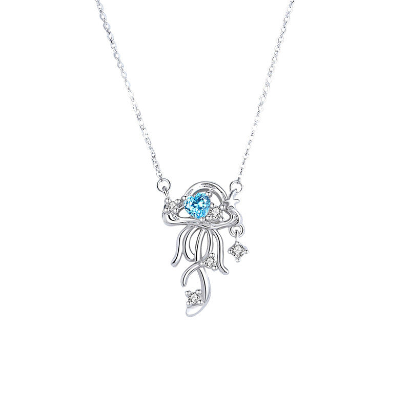 E廠【DQ2410N】原創藍色水母項鍊女925純銀清冷感輕奢小眾設計感百搭鎖骨鏈
 26.03-1