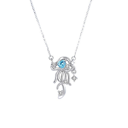 E廠【DQ2410N】原創藍色水母項鍊女925純銀清冷感輕奢小眾設計感百搭鎖骨鏈
 26.03-1