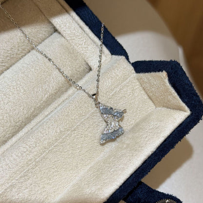 E廠【XDQ0106N】S925純銀輕奢小眾蝴蝶項鍊女甜美精緻碎石玻璃氣質鎖骨鏈
 26.03-1