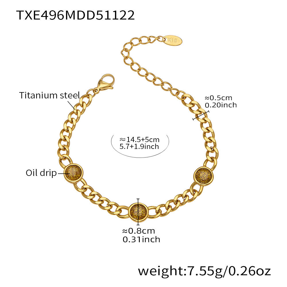 B廠【TXP496】歐美熱銷款仿珍珠流蘇項鍊手鍊不鏽鋼鍍18k金ins小眾設計首飾套裝
 25.11-4