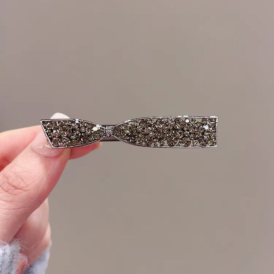 C廠【X4】黑色水鑽瀏海側邊髮夾金屬水鑽夾子頭飾精緻鴨嘴夾髮卡蝴蝶結邊夾
 26.03-2