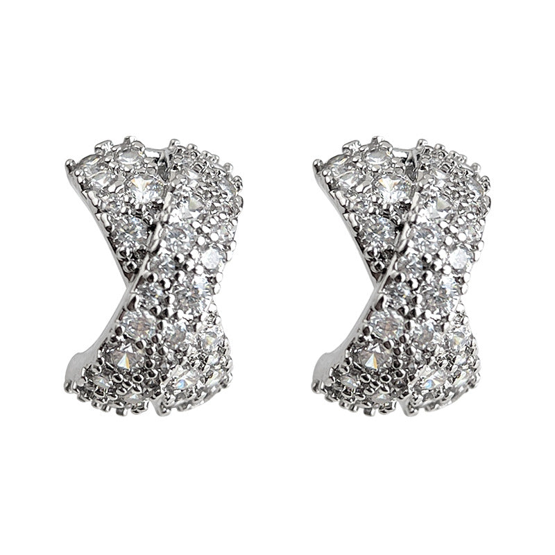 A廠【7088】實物很閃鑲嵌鋯石幾何輕奢風簡約高級感s925銀針新款耳環
 25.11-3