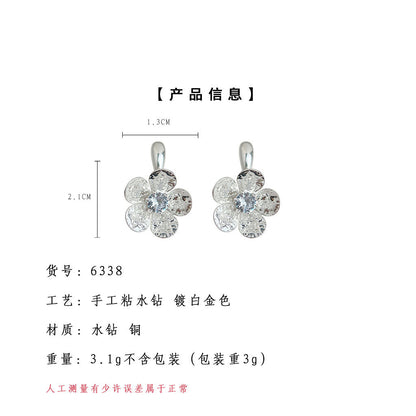 A廠【6338】清冷感微鑲鋯石925銀針時尚簡約花朵耳飾女 通勤百搭新款爆款耳環 25.06-4