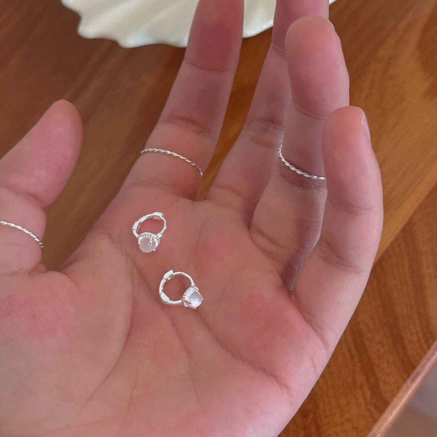 E廠【XDQ10652E】韓版簡約S925純銀仿貓眼石耳環女ins冷淡風耳環清冷感耳飾品
 26.01-1