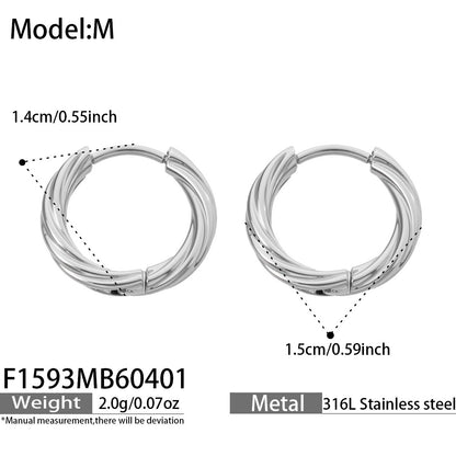 B廠【F1593】亞馬遜熱賣不鏽鋼鍍18k金扭紋耳圈小眾高級感輕奢耳飾不掉色
 26.04-3
