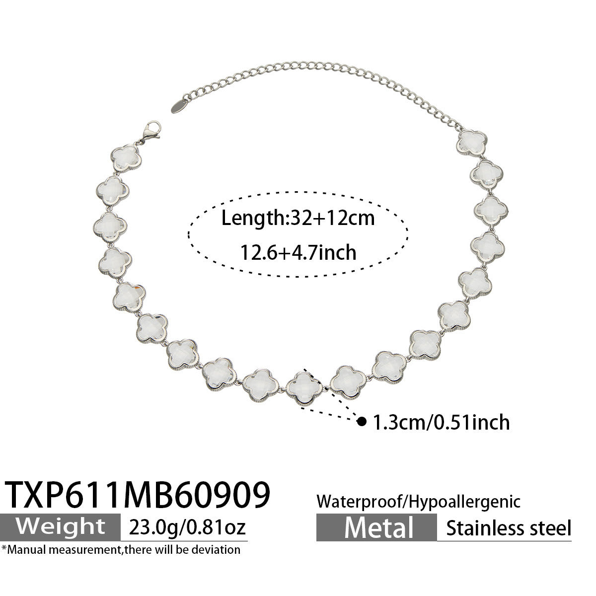 B廠【TXP611】謎麗港風顯貴四葉花不鏽鋼鍍金紅玻璃簡約小眾項鍊手鍊耳飾飾品女
 26.09-3